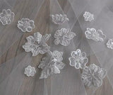 Ivory Floral Lace Applique Bundle Beaded, Sequin Bridal Embroidered Flower Patches