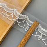 Ivory Beaded Sequin Lace Trim 3 Yards Floral Bridal Wedding Sewing Material