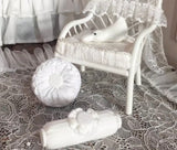 Handmade 1:6 Scale Dollhouse Bed Set with Canopy Miniature Bed frame Bedding Pillows