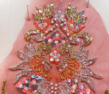 Red Mesh Sequin Beaded Lace Applique Set Embroidery Motif for Couture Sewing DIY