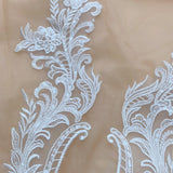 3 Pairs Ivory Sequin Lace Applique Floral Embroidered Bridal Motif Patch