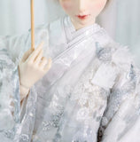 Handmade Doll Silver Floral Kimono Miniature Japanese Style Wedding Outfit 1/4 1/3 Scale