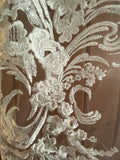 Large Ivory Sequin Lace Applique Bridal Floral Embroidered Lace Motif 79cm