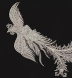 Ivory Peacock Lace Applique Pair Large Sequins Embroidered Motif For Costume Sewing DIY