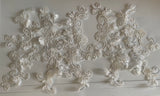 Craftuneed Bundle 5pcs Ivory bridal sequins lace applique sew on embroidered floral tulle lace motif patch