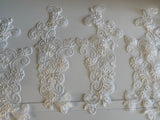 Craftuneed Bundle 6pcs Ivory sequins lace applique sew on bridal embroidered floral tulle lace motif patch