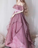 Craftuneed 1:6 Scale Miniature Doll Purple Lilac Dress with Matching Necklace Luxury Gown Dress For Fashion Dolls Handmade