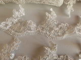 Craftuneed Bundle 6Meters ivory eyelash lace trim embroidered floral tulle lace trimming