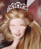 1:6 Scale Doll Faux Pearl Necklace Earrings Crown Miniature Navy Rhinestone Jewellery