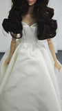 Handmade Doll Wedding Dress with Veil and Crown Miniature 1:6 Scale Bridal Gown
