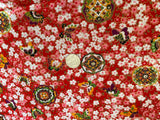 Craftuneed 3 Meters Red Japanese Sakura Cherry Blossom Butterfly Print Cotton Fabric for Dress Sewing diy