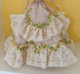Handmade 1:6 Scale Doll Victorian Lace Dress Beaded Beige Ivory Historical Gown Outfit