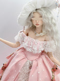 Handmade Victorian Style Doll Outfit 1/6 1/4 1/3 Scale Miniature Dress, Hat, Necklace & Handbag