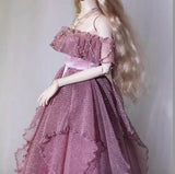 Craftuneed 1:6 Scale Miniature Doll Purple Lilac Dress with Matching Necklace Luxury Gown Dress For Fashion Dolls Handmade