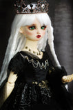 Craftuneed Gothic Queen Doll Dress with Crown Halloween Black Spider Web Witch Gown Costume for 1/6, 1/4, 1/3 Scale Dolls