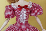 1:6 Scale Doll Victorian Style Dress Miniature Red White Lace Gown Outfit Handmade