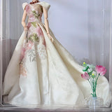 Handmade 1:6 Scale Doll Evening Gown Miniature Floral Sequin Dress For Fashion Doll