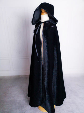 Handmade Black Hooded Doll Cloak Gothic Robe Cape (1/6, 1/4, 1/3 Scale)