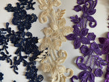 Bundle 5pcs lace applique navy purple cream embroidered floral lace motif patch