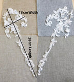 2 Pairs Ivory Bridal Lace Applique Floral Embroidery Wedding Dress Motif Patch (4 Pieces)