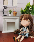 Handmade 1:6 Scale Dollhouse Fireplace with Mini Wood Bundle Miniature Wooden Furniture