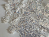 Craftuneed Bundle 2Pcs Luxury Ivory Sequin Lace Applique Beaded Floral Embroidered Patch for Dressmaking, Bridal, Dancewear