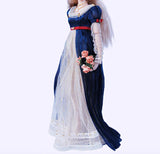 Handmade 1:6 Scale Vintage Romantic Doll Dress – Court Style Gown with Necklace & Hair Accessory