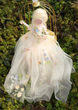 HandHandmade Floral Tulle Doll Dress Miniature Fairy Garden Ball Gown For 1/4 1/3 Scale
