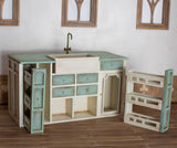 Miniature Kitchen Island DIY Kit – 1/12 & 1/6 Scale Dollhouse Furniture Cabinet (Not Assembled)