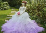 Handmade Gradient Bridal Doll Dress Miniature Tulle Gown with Petticoat 1/6 1/4 1/3 Scale