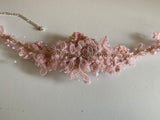 Craftuneed Handmade Pink Beaded Lace Necklace Faux Pearl Embroidered Floral Choker for Fairycore, Wedding or Costume Crafts