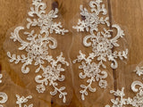 6pcs Ivory Floral Lace Appliques Bridal Wedding Embroidered Flower Lace Motifs