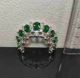 1:6 Scale Doll Necklace Earrings Crown Set Miniature Green Rhinestone Jewellery