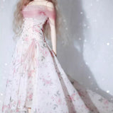 Handmade Floral Doll Dress Miniature Sequins Beaded Evening Gown For 1/6 1/4 1/3 Scale