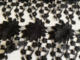 Craftuneed 1.5 Meter Black Floral Embroidered Lace Trim sew on lace trimming with Dangling Details