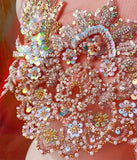 Red Mesh Sequin Beaded Lace Applique Set Embroidery Motif for Couture Sewing DIY