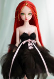 Craftuneed Halloween Witch Doll Costume Gothic Fantasy Outfit Set Black Feather Skirt Cape Hat Corset for 1/6, 1/4, 1/3 Scale Dolls