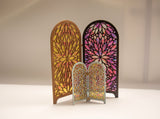 Miniature Folding Screen DIY Kit – 1/12, 1/8, 1/6 Scale Dollhouse Stained Glass Effect Room Divider (Unfinished)