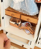 Craftuneed 1:6 scale Vintage Style Dollhouse Wardrobe Closet and Display Cabinet Miniature Doll Furniture Handmade