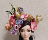 Handmade 1:6 Scale Floral Crown & Flower Hair Clip for Fashion Dolls Miniature Doll Headpiece