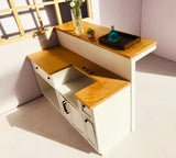 1:6 Scale Dollhouse Miniature Wooden Kitchen Sink Cabinet Bar Table Chairs Furniture