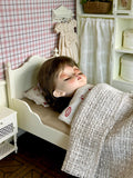 Craftuneed 1:6 scale Dollhouse French Style Princess Bed Miniature Ivory cream Wooden Bed Bedding Set For Fashion Dolls