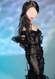 Handmade Black Mermaid Doll Evening Dress with Sleeves For 1/6 1/4 1/3 Scale