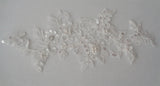 5 Pairs Ivory or White Beaded Lace Applique Floral Sequins Embroidered Bridal Motif Patch