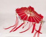 Miniature Japanese Style Oil Paper Parasol with Tassels Doll Umbrella Available for 1/6, 1/4, 1/3 Scale Dollhouse Accessory Handmade