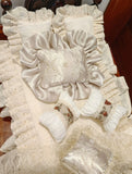 Handmade Dollhouse Bedding Set Miniature French Style Blanket Pillow 1/6 1/4 1/3 Scale