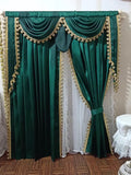 Handmade Miniature Dollhouse Curtain Victorian Style 1:6 Scale Green & Gold Drapes