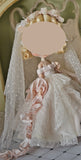 Handmade Doll Wedding Dress Miniature Bridal Princess Gown with Veil 1/6 1/4 1/3 Scale