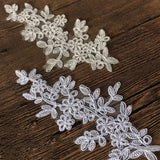 5 Pairs Bridal Lace Applique Ivory or White Floral Embroidery Motif Patch For DIY