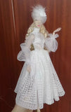 Handmade Doll Lace Dress & Fascinator Set Miniature Custom For 1/6 1/4 1/3 Scale